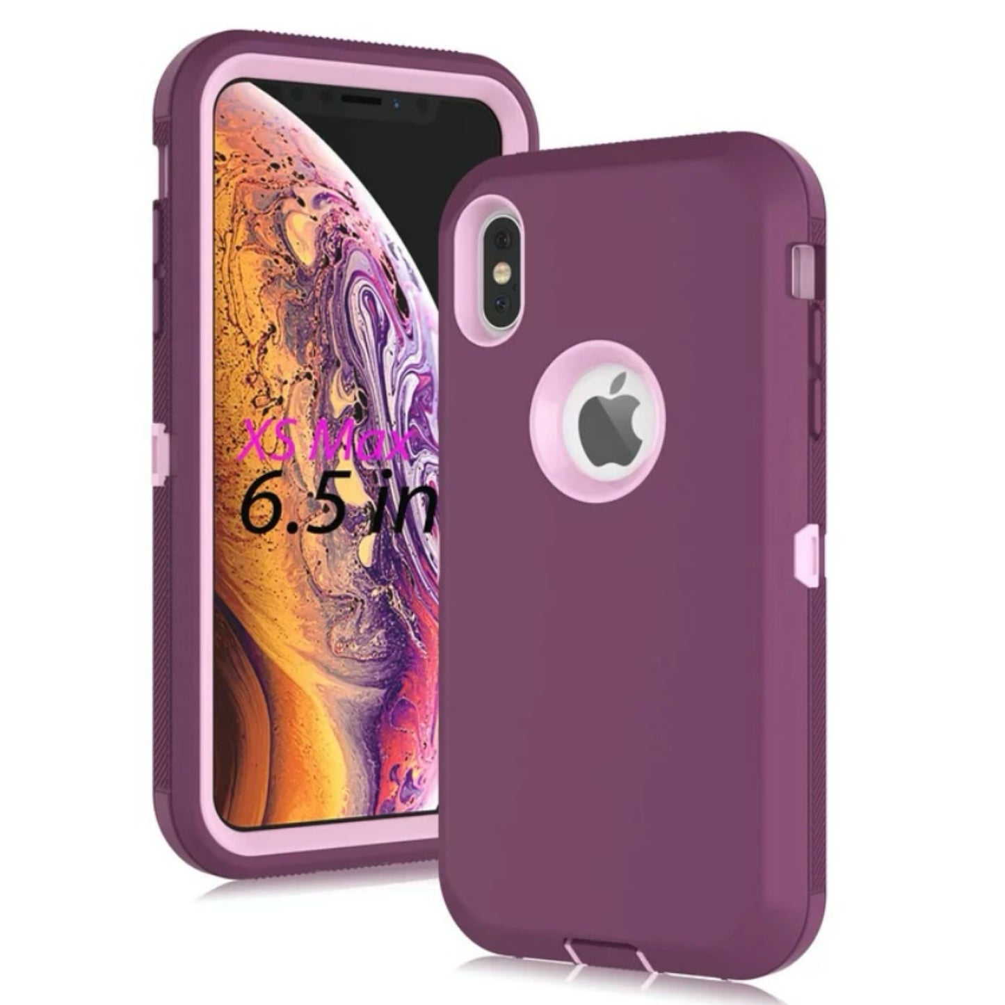 iPhone XsMax Burgundy & Pink Defender Case