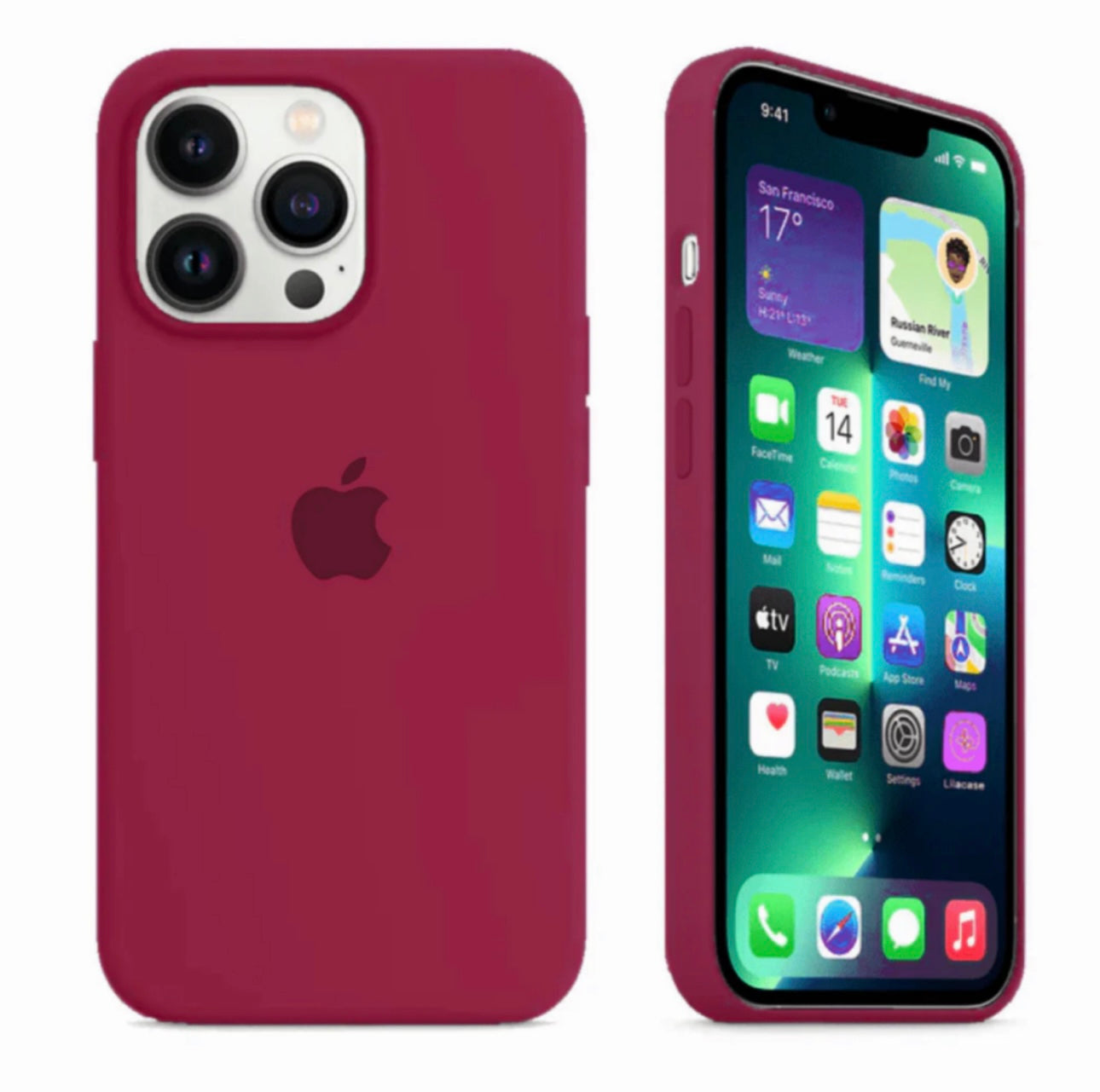 iPhone 13 Pro Max Rose Red Apple Silicone Case