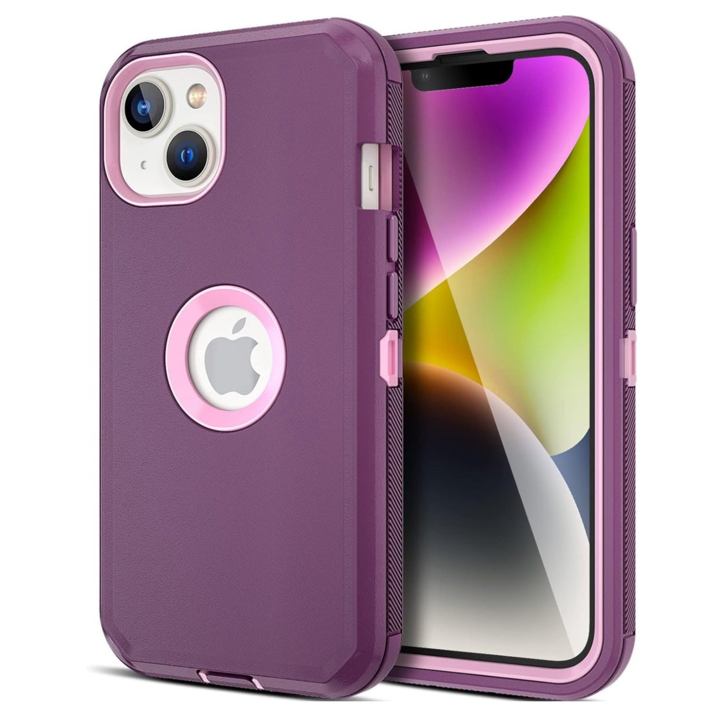 iPhone 14 Plus Maroon & Pink Defender Case