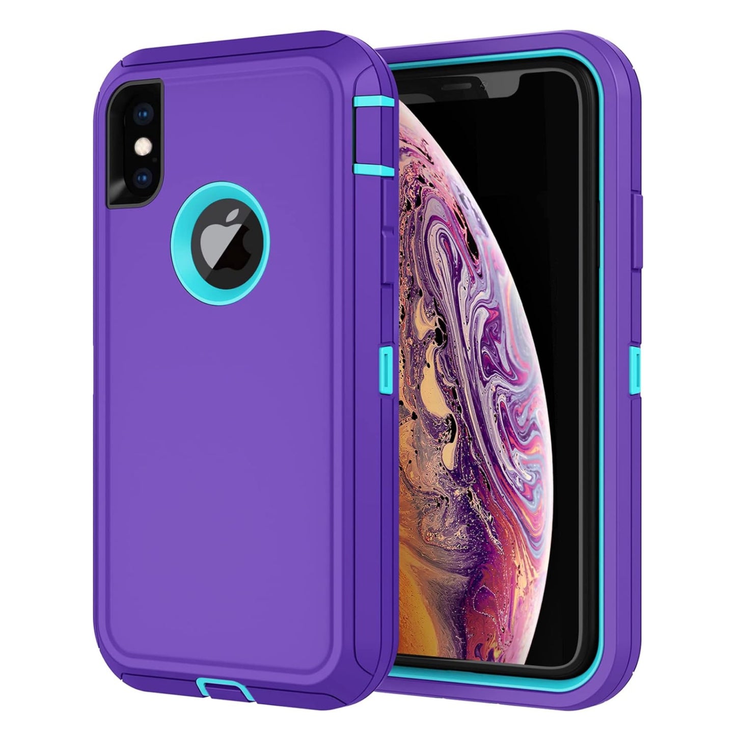 iPhone XsMax Purple & Teal Defender Case