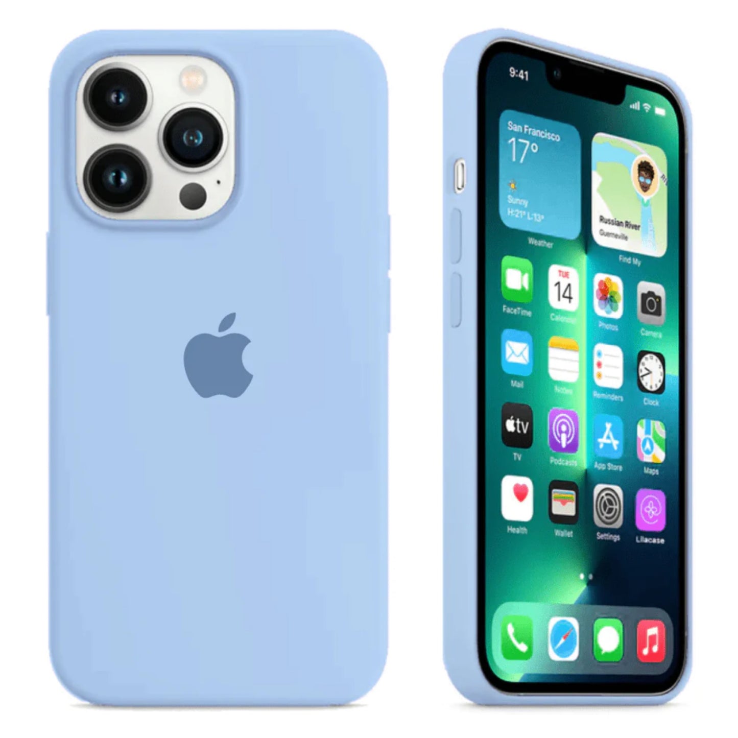 iPhone 14 Pro Max Sky Blue Apple Silicone Case