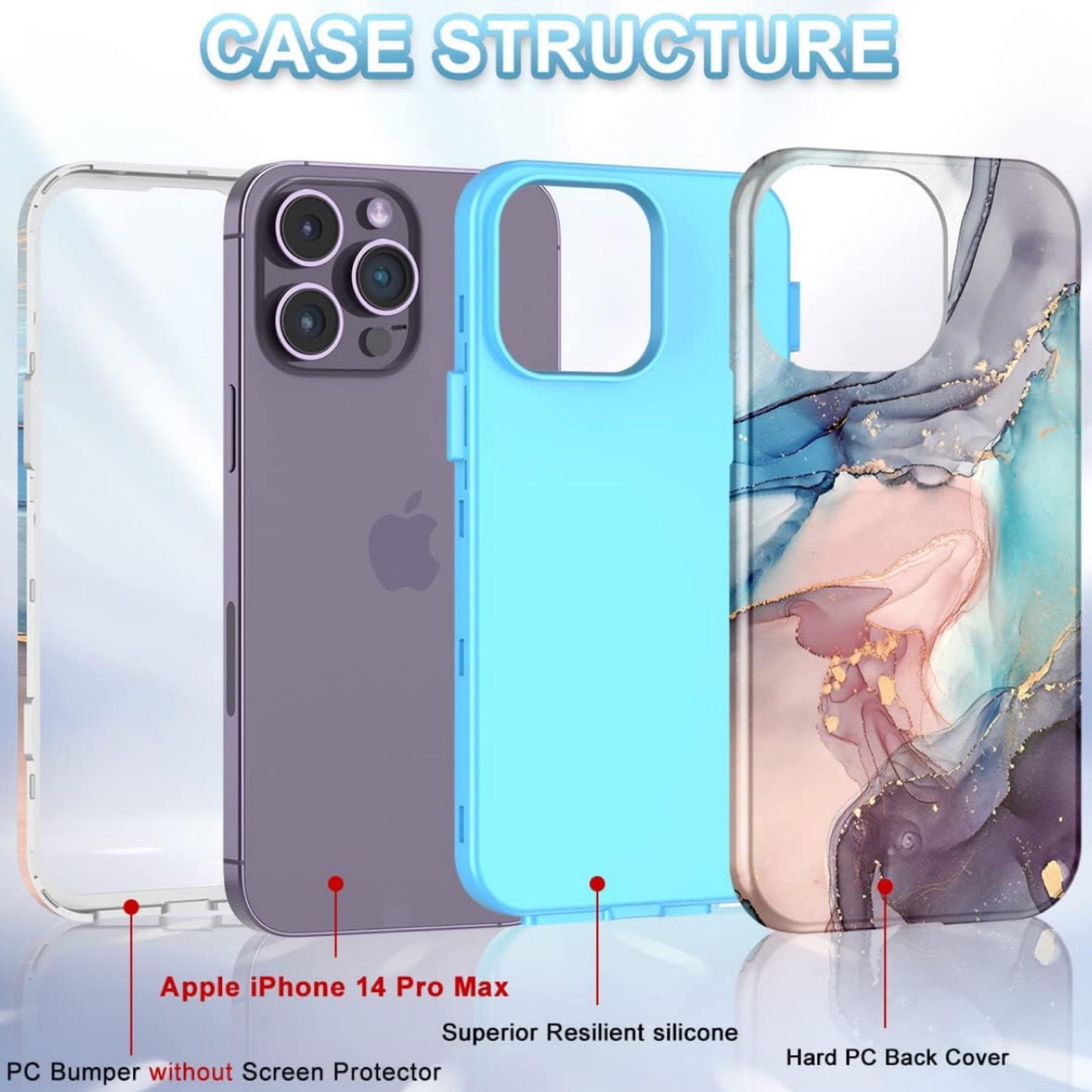 iPhone 14 Pro Max Marble Shockproof Case