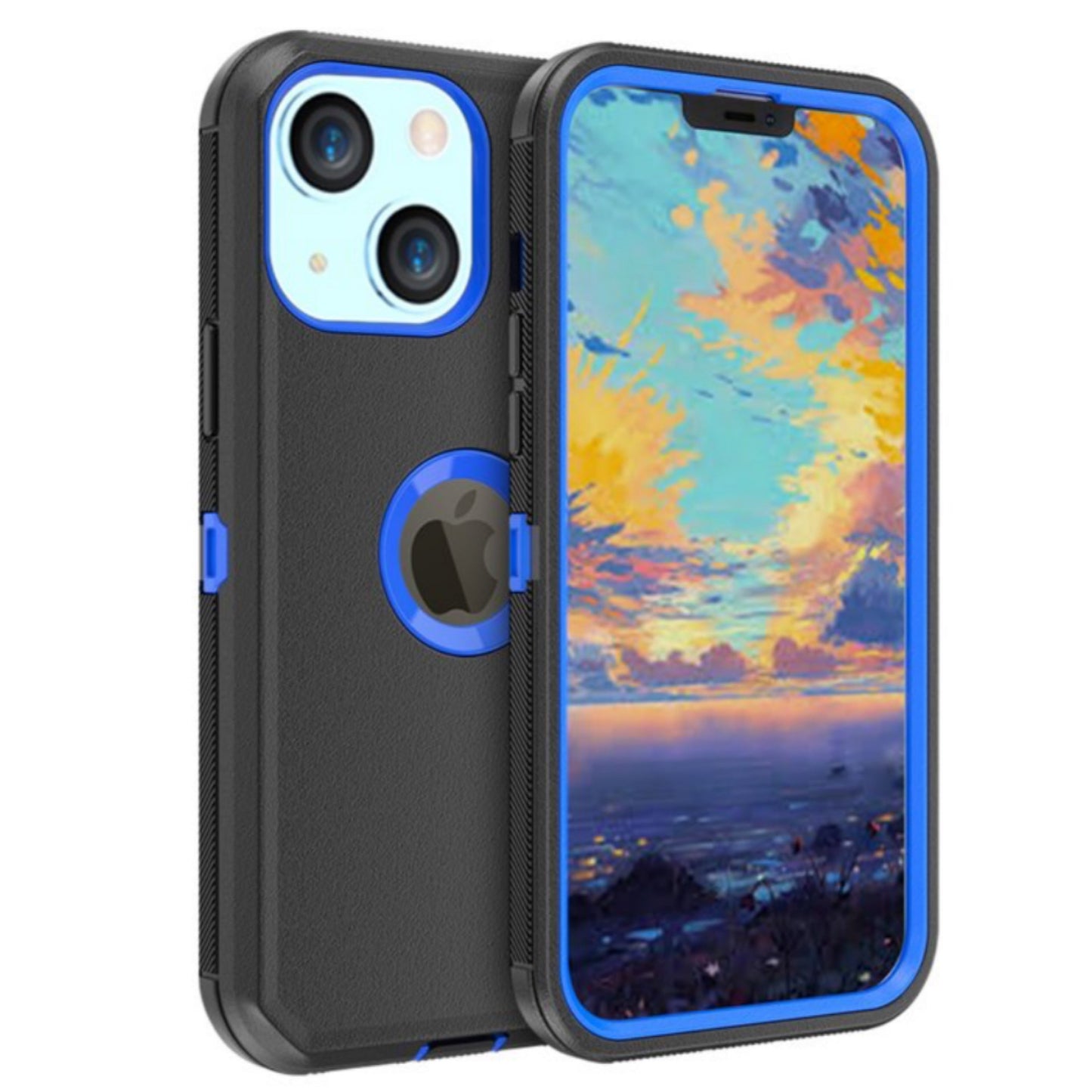 iPhone 14 Plus Black & Blue Defender Case