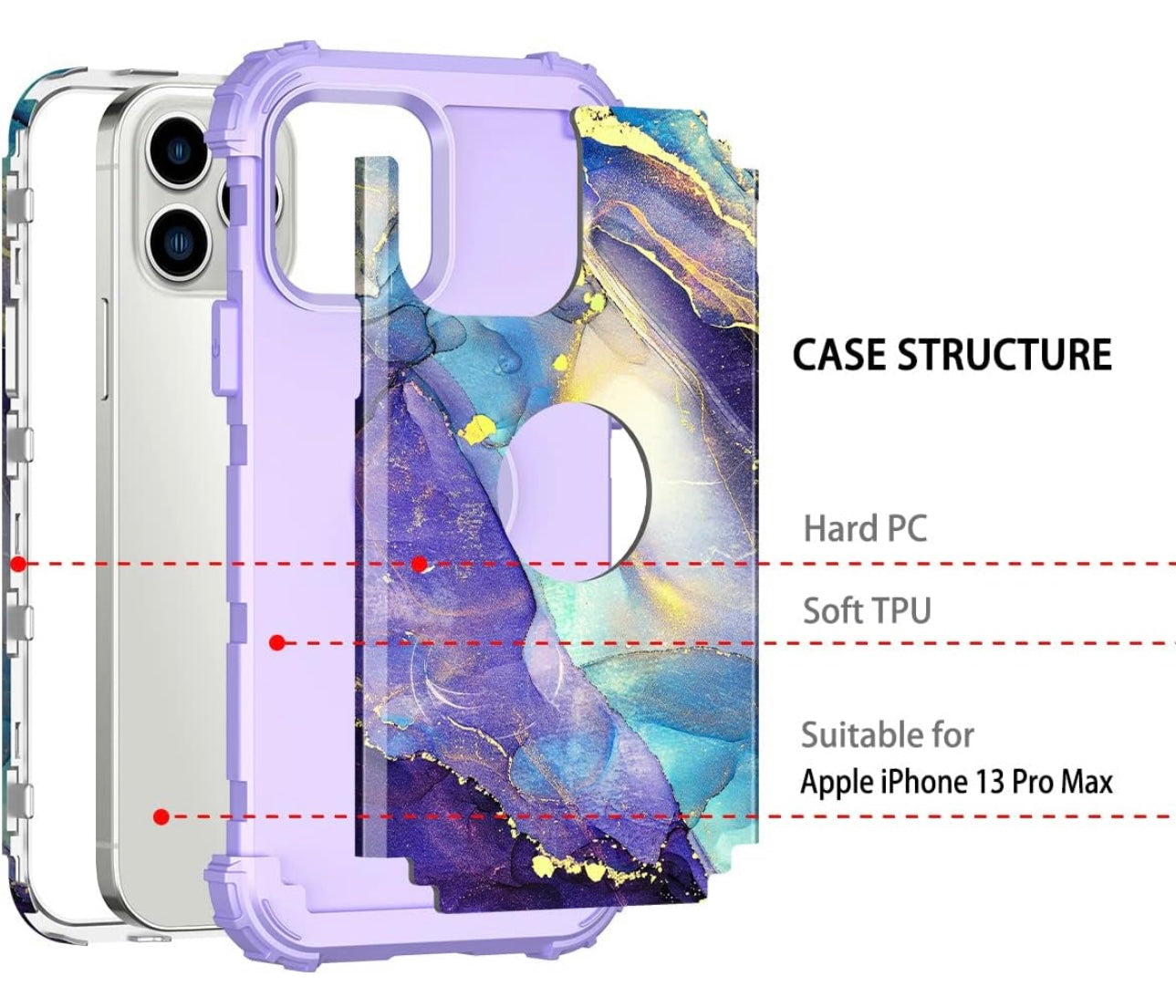 iPhone 13 Pro Max Marble Shockproof Case