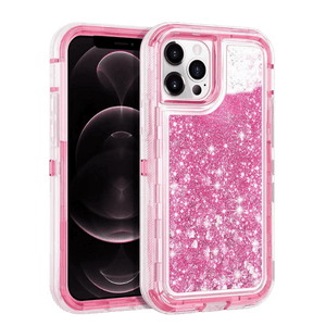 iPhone 13 Pro Max Pink Glitter Defender Case