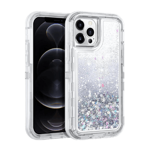 iPhone 13 Pro Max Silver Glitter Defender Case