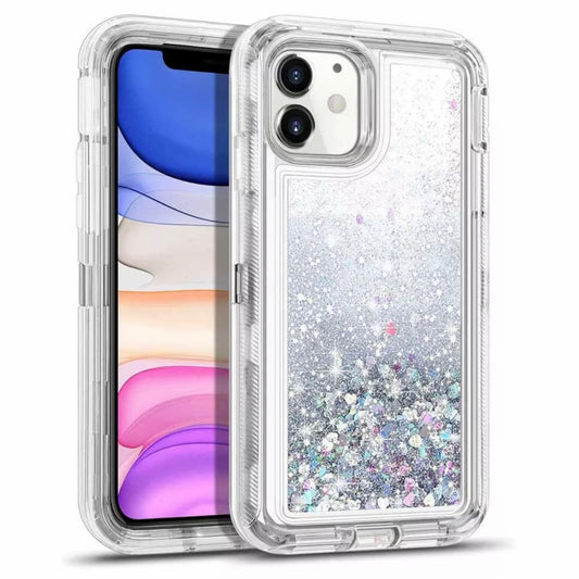 iPhone 12 12 Pro Silver Glitter Defender Case