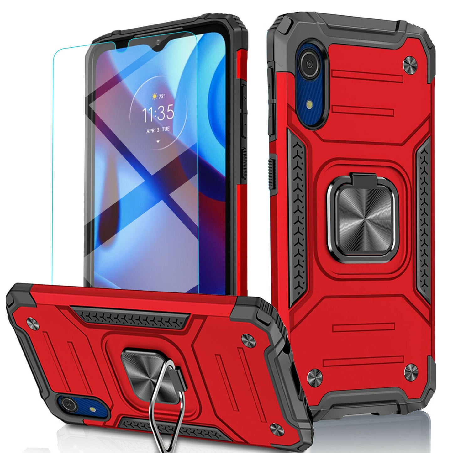 Samsung A03 Core Red Shockproof Case + Tempered Glass