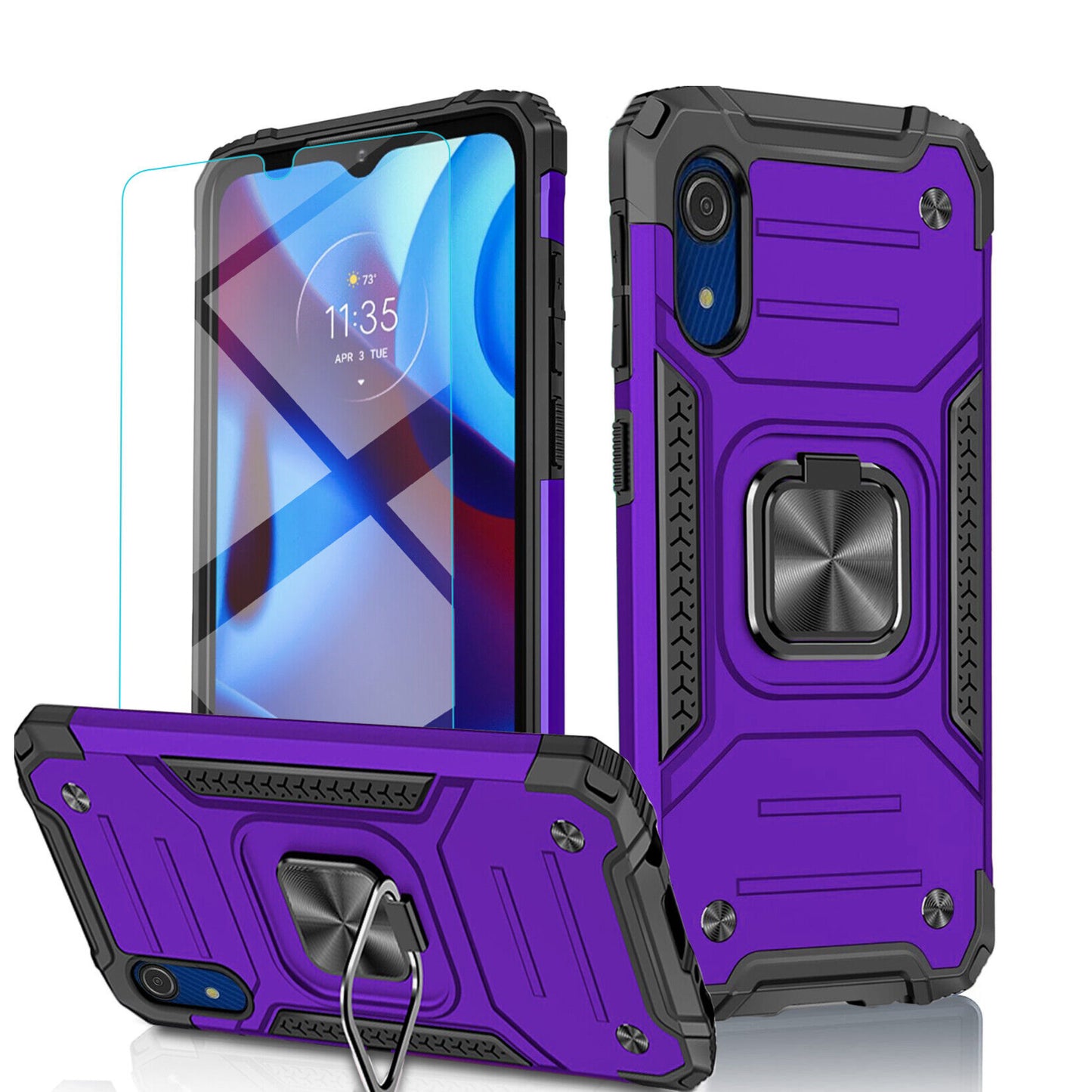 Samsung A03 Core Purple Shockproof Case + Tempered Glass