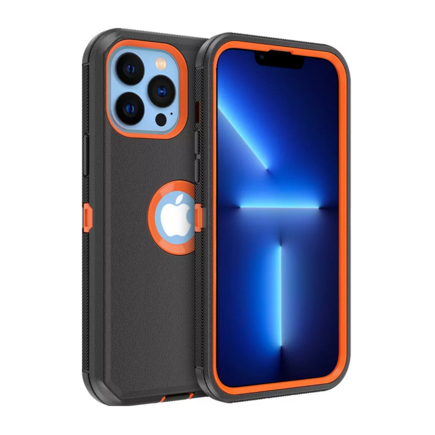 iPhone 13 Pro Max Black & Orange Defender Case